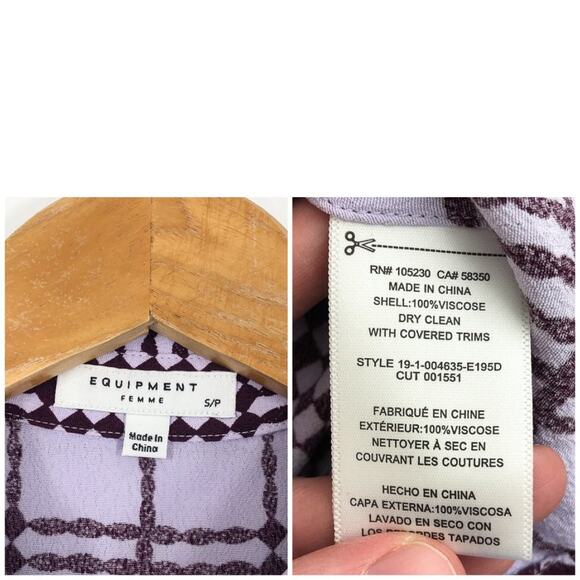 Equipment Button Front Blouse Top Long Sleeve Viscose Career Size Small Purple - Picture 8 of 12